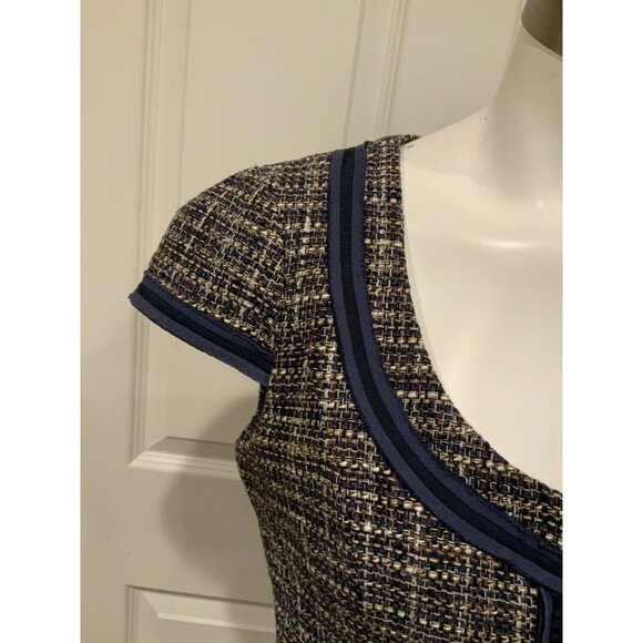 BCBG Max Azria Multicolor Plaid Short Sleeve Tweed Jacket, Size Small - Picture 4 of 9